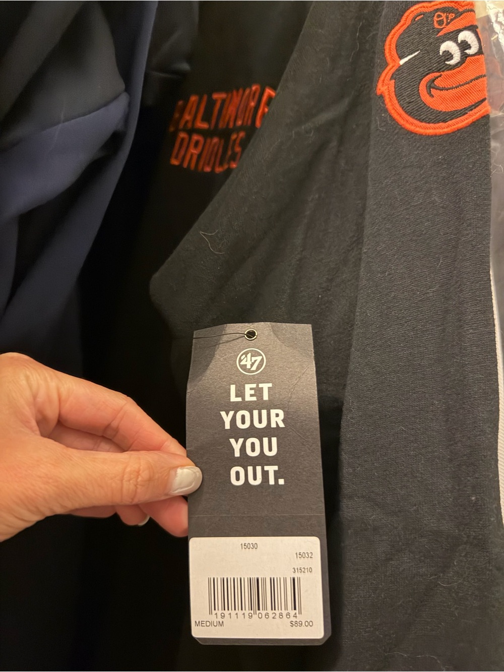 New With Tags 47 Men's Baltimore Orioles Black Quarter-Zip Pullover - Picture 8 of 8